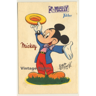 Walt Disney / Tobler: Mickey Mouse & Journal Stamp (Vintage French PC 1950s)