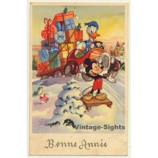 Walt Disney: Mickey Mouse & Donald / Bonne Année (Vintage PC 1950s)
