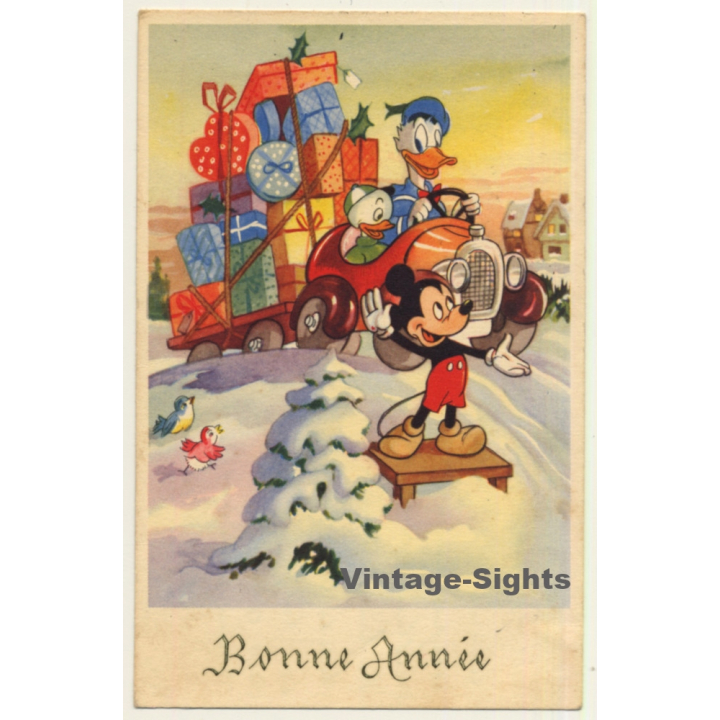 Walt Disney: Mickey Mouse & Donald / Bonne Année (Vintage PC 1950s)