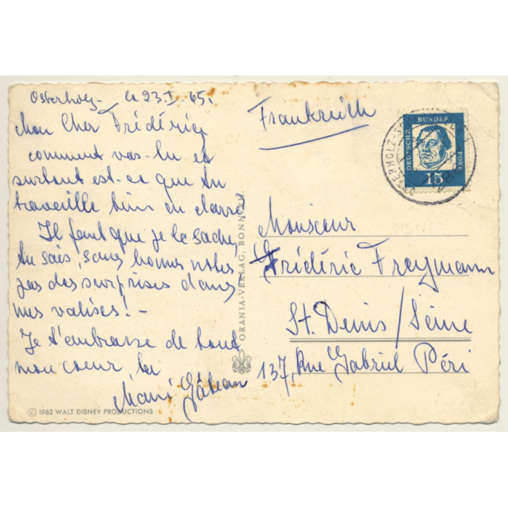 Walt Disney: Mickey Mouse On Train / Huey Dewey & Louie (Vintage PC 1962)