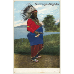 USA: Indian Chief & Gun (Vintage Embossed Gimmick IPC 1900s)