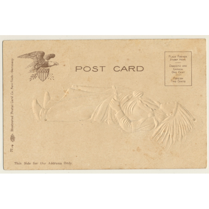 USA: Indian Chief & Gun (Vintage Embossed Gimmick IPC 1900s)