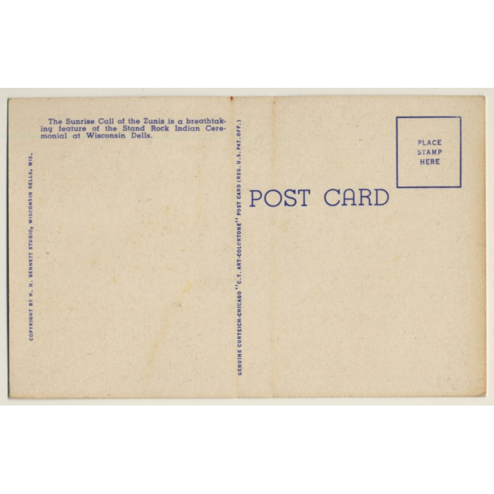 Wisconsin Dells / USA: Sunrise Call - Stand Rock Indian Ceremonial (Vintage PC 1950s)
