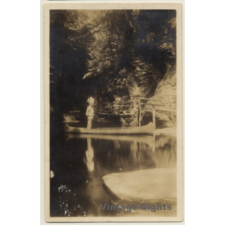 USA: Native American In Canoe / Indian (Vintage RPPC 1927)