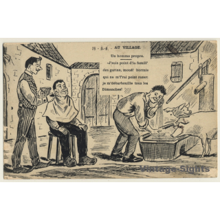 France: Barbier - Hairdresser - Shaving / Cartoon (Vintage PC 1910s/1920s)