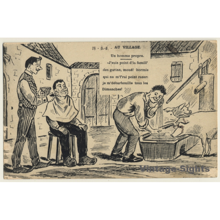 France: Barbier - Hairdresser - Shaving / Cartoon (Vintage PC 1910s/1920s)