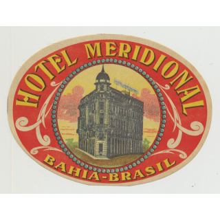 Hotel Meridional - Bahia / Brazil (Vintage Luggage Label)