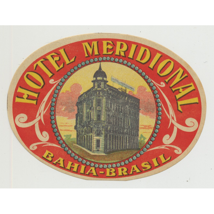 Hotel Meridional - Bahia / Brazil (Vintage Luggage Label)