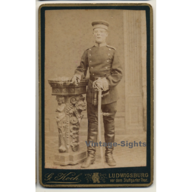 G. Koch / Ludwigsburg: Chevauleger - Saber - Uniform (Vintage CDV / Carte De Visite ~1900s)