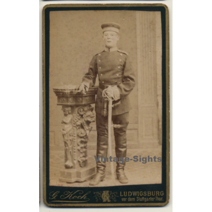 G. Koch / Ludwigsburg: Chevauleger - Saber - Uniform (Vintage CDV / Carte De Visite ~1900s)