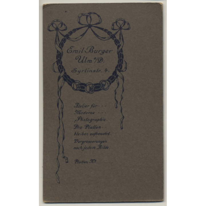 Emil Burger / Ulm: Young Soldier In Uniform (Vintage CDV / Carte De Visite ~1900s)