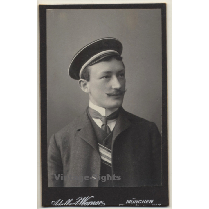 Adalbert Werner / München: Soldier In Uniform / Moustache (Vintage CDV / Carte De Visite ~1900s)