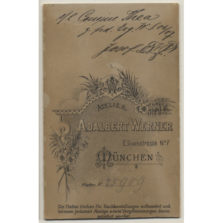 Adalbert Werner / München: Soldier In Uniform / Moustache (Vintage CDV / Carte De Visite ~1900s)