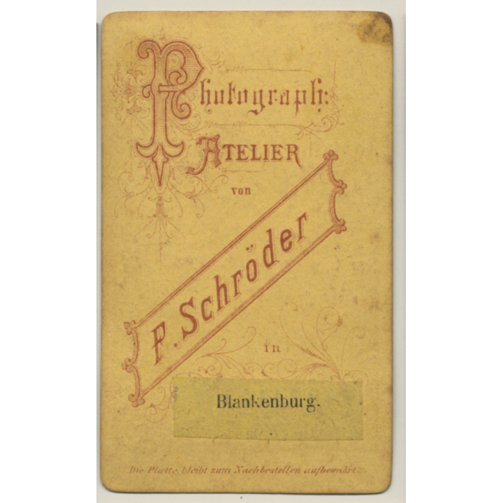 P. Schröder / Blankenburg: Portrait Of Soldier In Uniform (Vintage CDV / Carte De Visite ~1900s)