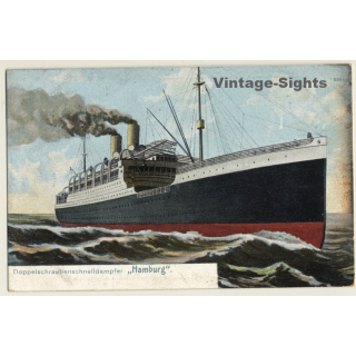 Doppelschraubenschnelldampfer Hamburg / Steamer (Vintage PC 1915)
