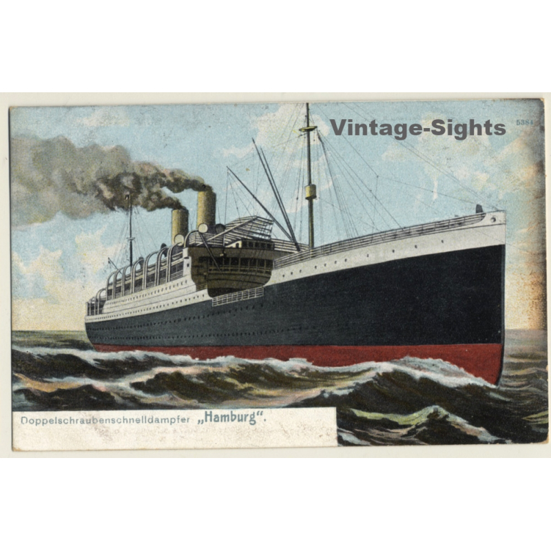 Doppelschraubenschnelldampfer Hamburg / Steamer (Vintage PC 1915)