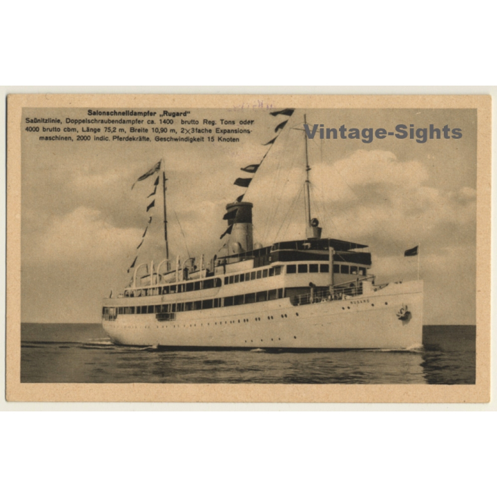 Salonschnelldampfer Rugard / Steamer (Vintage PC 1927)