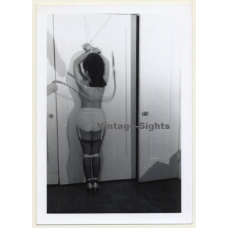 Rear View: Tied Semi Nude Is Whipped / Bondage - BDSM (Vintage Photo ~1960s)
