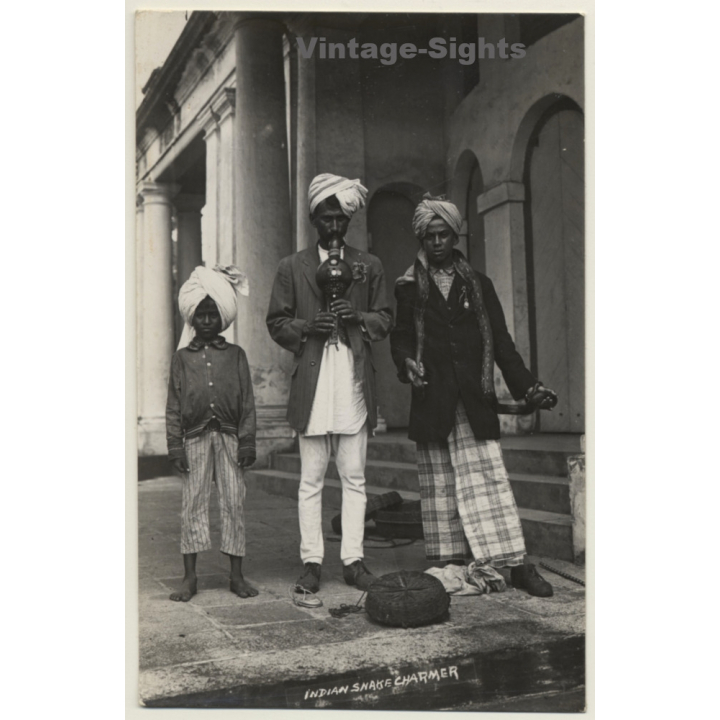 Indian Snake Charmer - Little Boy - Turban / Ethnic (Vintage RPPC)