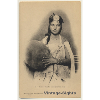 Algeria: Kabyle Woman With Tam-Tam / Ethnic (Vintage PC ~1910s/1920s)