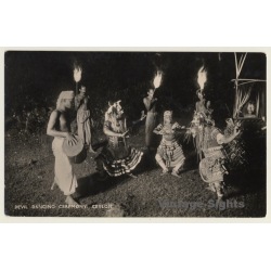 Ceylon: Devil Dancing Ceremony - Traditional Masks / Ethnic (Vintage RPPC ~ 1920s)