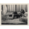 Elegant Brunette Nude With Black Cloth*3 / Risqué (Vintage Photo ~1940s/1950s)