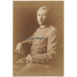 Portrait: German Soldier In Uniform / Eisernes Kreuz - WW1 (Vintage Photo ~1910s)