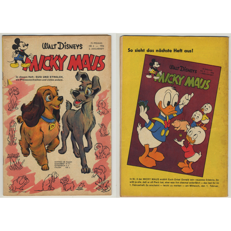 Micky Maus Nr.2 - 1956 / 2. Januarheft Susi Und Strolch (Original Vintage Comic)