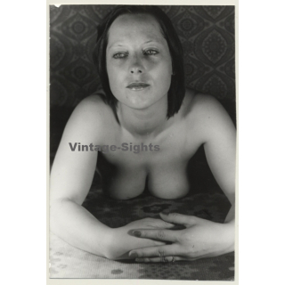 Upper Body Of Nude Woman On Floor / Eyes - Boobs (Vintage Photo GDR ~1980s)