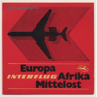 GDR: Interflug - Europa Afrika Mittleost (Vintage Airline Luggage Label 1960s/1970s)