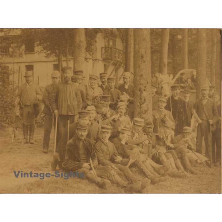 Francois Maurin / Bruxelles: Chasseurs De Lièvre / Hare Hunters (Vintage Albumen Print 1890s)