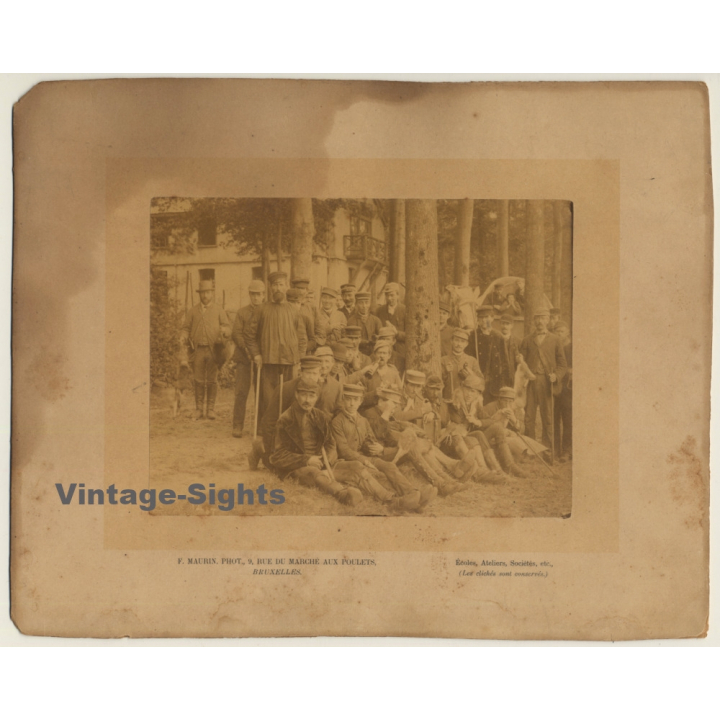 Francois Maurin / Bruxelles: Chasseurs De Lièvre / Hare Hunters (Vintage Albumen Print 1890s)