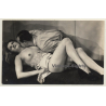 Studio Biederer 10 / Paris: Semi Nude Couple*1 / Boudoir (Vintage RPPC ~1910s/1920s)