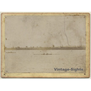 Rowing: Two With Helmsman*1 (Rare Vintage Cabinet Card ~1900s/1910s)
