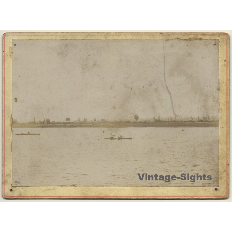 Rowing: Two With Helmsman*1 (Rare Vintage Cabinet Card ~1900s/1910s)