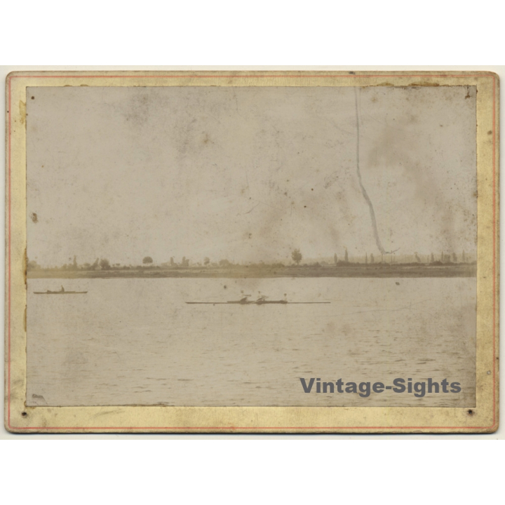 Rowing: Two With Helmsman*1 (Rare Vintage Cabinet Card ~1900s/1910s)