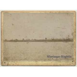 Rowing: Two With Helmsman*2 (Rare Vintage Cabinet Card ~1900s/1910s)