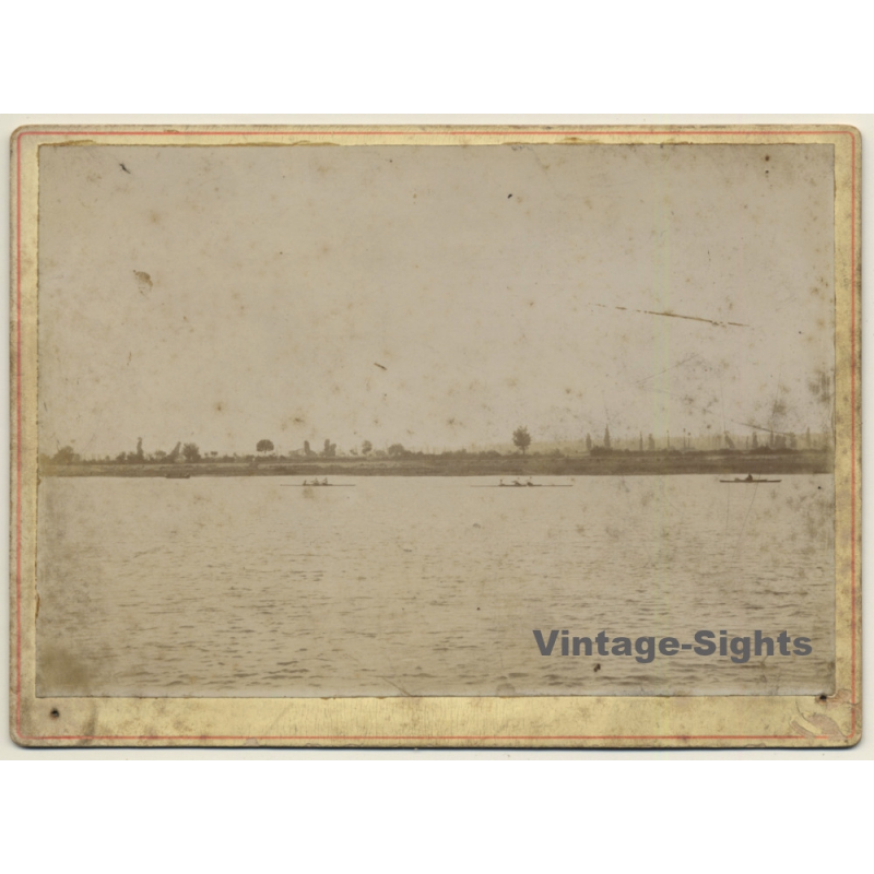 Rowing: Two With Helmsman*2 (Rare Vintage Cabinet Card ~1900s/1910s)
