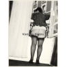 Rear View: Semi Nude Looks Out Of Window / Butt - Nylons (Vintage Photo Germany 1980s)