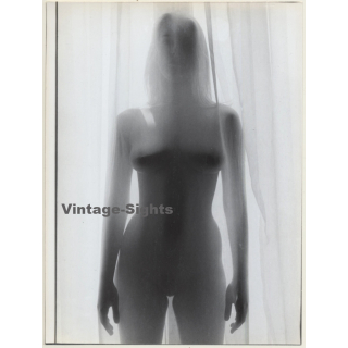 Slim Busty Nude Behind Transparent Curtain*1 (Vintage Photo 1980s)