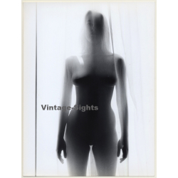 Slim Busty Nude Behind Transparent Curtain*2 (Vintage Photo 1980s)