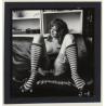 Bruce Warland: Longhaired Nude In Striped Knee Socks*2 (Vintage Contact Print 1960s)