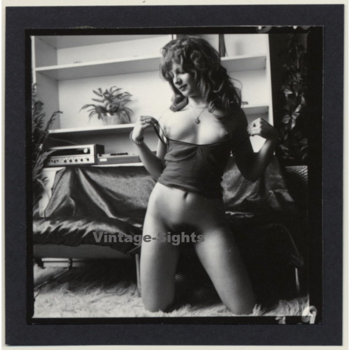 Bruce Warland: Sweet Longhaired Semi Nude*1 / Kneeling (Vintage Contact Print 1960s)