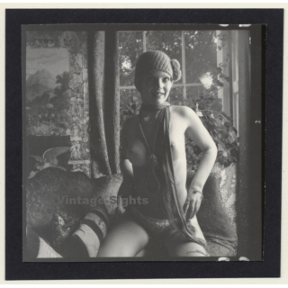 Bruce Warland: Funny Female Nude With Wool Hat*3 / Bunny (Vintage Contact Print 1960s)