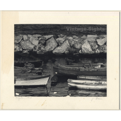 Jerri Bram (1942): Fishing Boats In Napoli 1968 (Vintage Signed Photo)