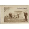 German Peasant Family With Horses & Sheep (Vintage RPPC ~1920s)