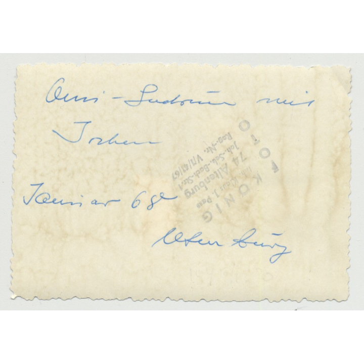 Little Boy Holds On To His Teddy Bear / Dungarees (Vintage Photo 1968)