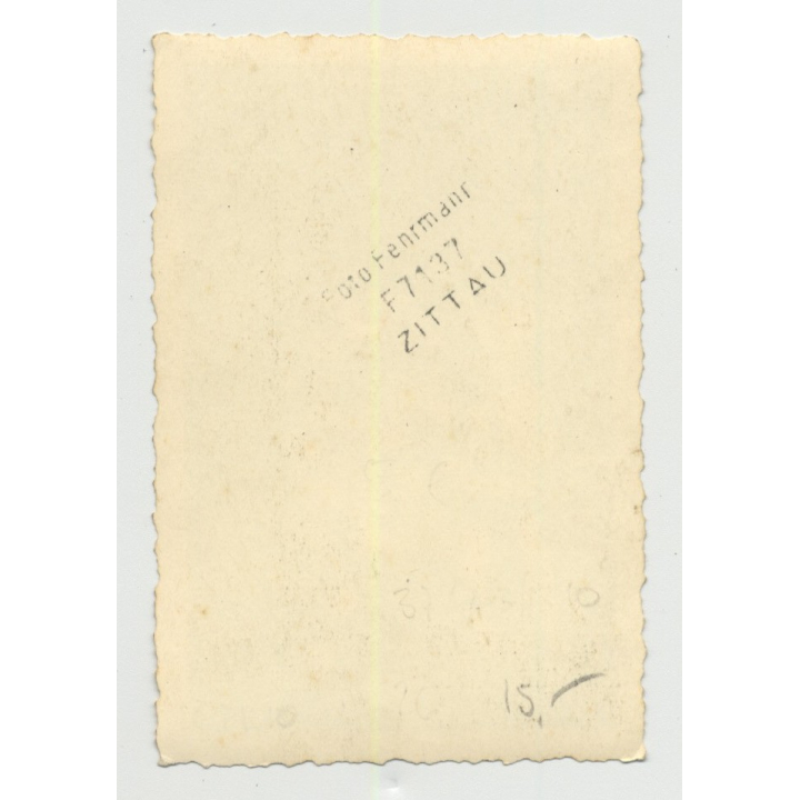 Baby & Teddy Bear Out In Garden: Who's Bigger? (Vintage Photo ~1940s/50s)