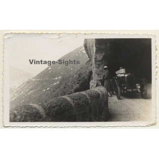 Ladeti - Istria / Croatia: Oldtimer On Pass Road - Tunnel - Woman (Vintage Photo 1936)