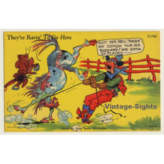 Ray Walters: They're Rarin' To Go Here (Vintage Comic PC ~1940s)